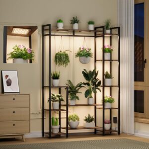 11 Tiered Wood Indoor Plant Shelf 62" Tall Plant Stand